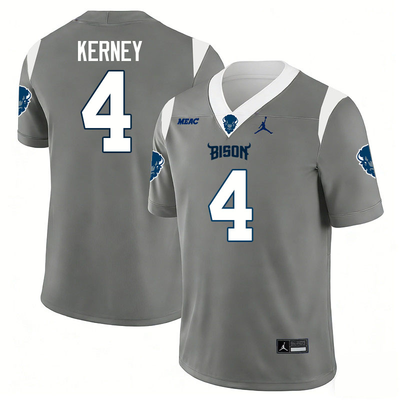 Howard Bison #4 Travis Kerney College Football Jerseys,Uniforms Stitched-Grey
